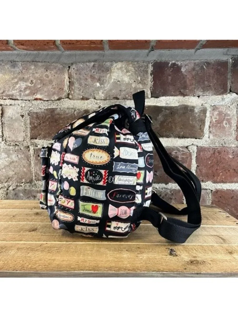 LeSportsac Essential Mini Voyager Sweet Talk Nylon Backpack In Black